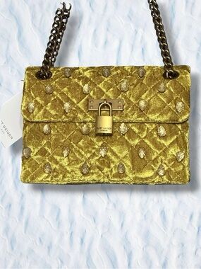 ❌ NOT FOR SALE❌ Mini Brixton Gold Velvet Quilted Shoulder Bag with Jewels